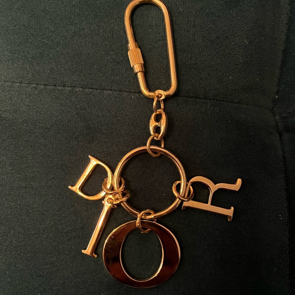 Dior Gold Letter Charm Keychain